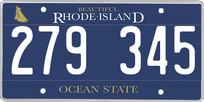 RI license plate 279345