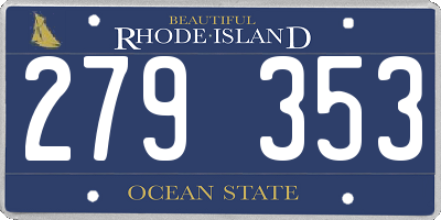 RI license plate 279353