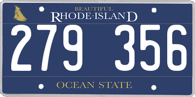 RI license plate 279356