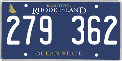 RI license plate 279362