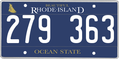 RI license plate 279363