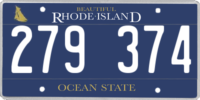 RI license plate 279374