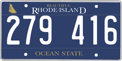 RI license plate 279416