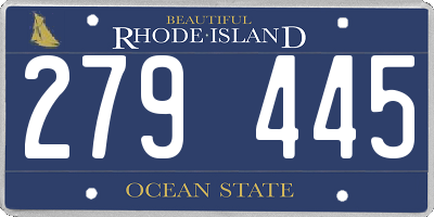 RI license plate 279445