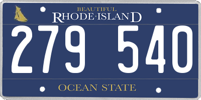 RI license plate 279540