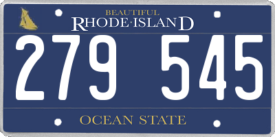 RI license plate 279545