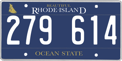 RI license plate 279614
