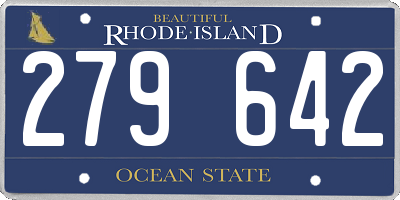 RI license plate 279642
