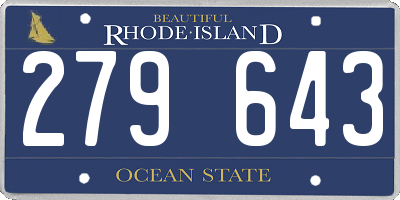 RI license plate 279643
