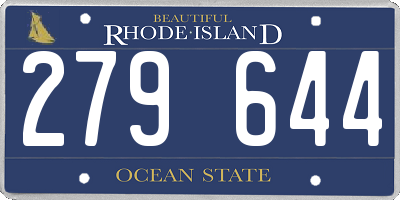 RI license plate 279644