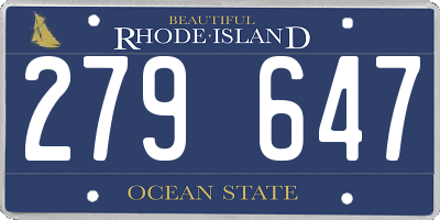 RI license plate 279647