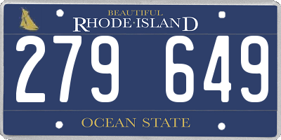 RI license plate 279649