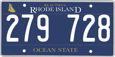 RI license plate 279728