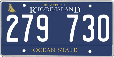 RI license plate 279730