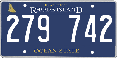 RI license plate 279742