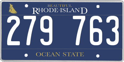 RI license plate 279763