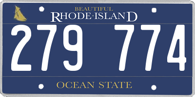 RI license plate 279774