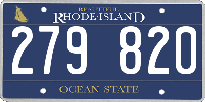 RI license plate 279820