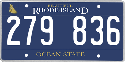 RI license plate 279836