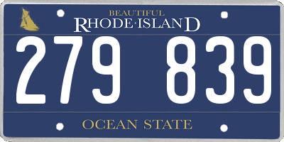 RI license plate 279839