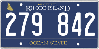 RI license plate 279842