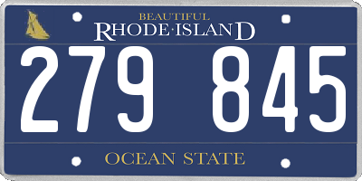 RI license plate 279845