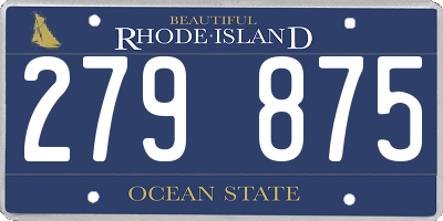 RI license plate 279875