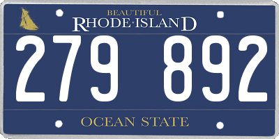 RI license plate 279892