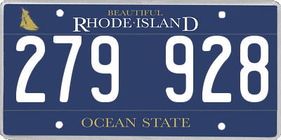 RI license plate 279928