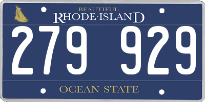 RI license plate 279929