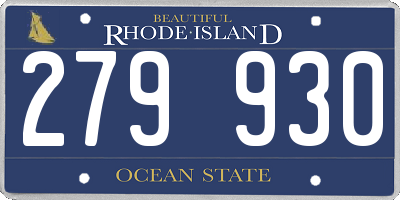 RI license plate 279930