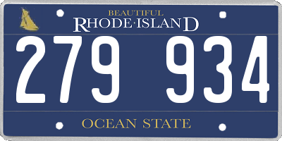 RI license plate 279934