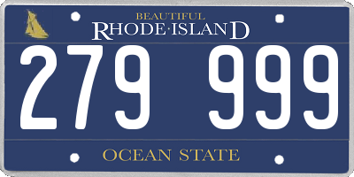 RI license plate 279999