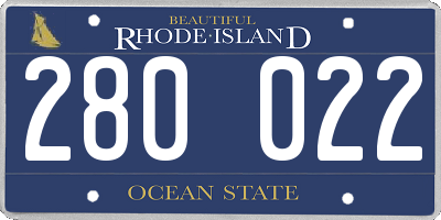 RI license plate 280022