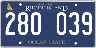 RI license plate 280039