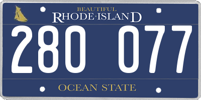 RI license plate 280077