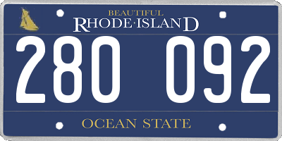 RI license plate 280092