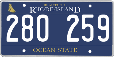 RI license plate 280259