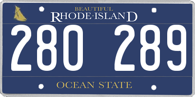 RI license plate 280289