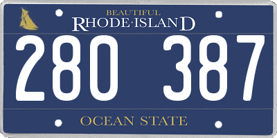 RI license plate 280387