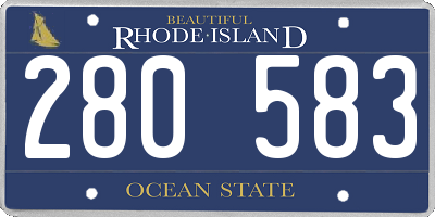 RI license plate 280583