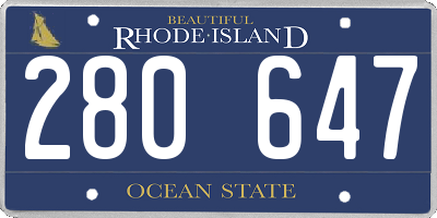 RI license plate 280647