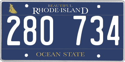 RI license plate 280734