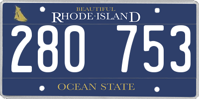 RI license plate 280753