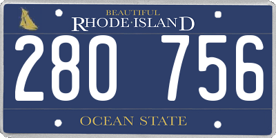 RI license plate 280756
