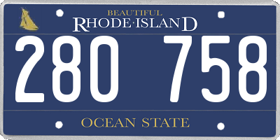 RI license plate 280758