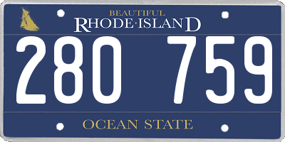 RI license plate 280759