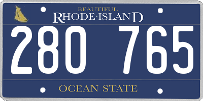 RI license plate 280765