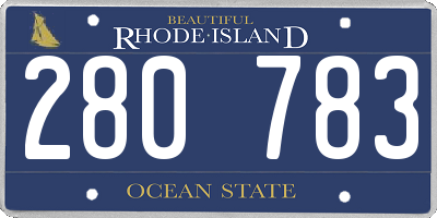 RI license plate 280783