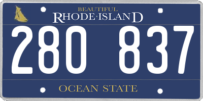 RI license plate 280837